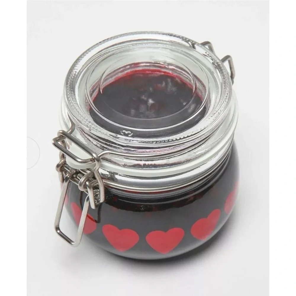 IKEA VINTER 2018 Glass Red Heart 3 Pack Jars‎ Jar Airtight lid 4oz Preserves NEW